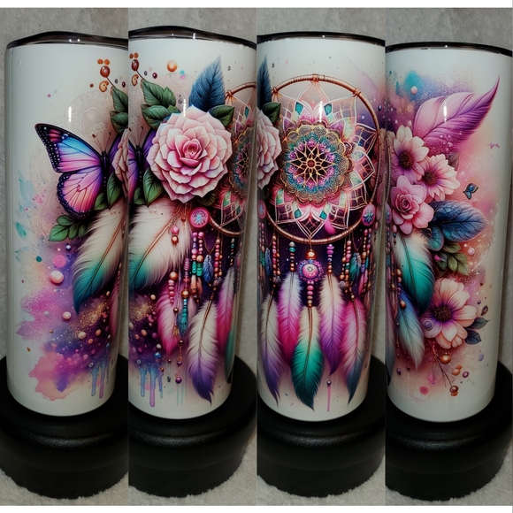 ‼️B2G1F 20oz Skinny Tumbler, Dream Catcher Design, New - Picture 1 of 5